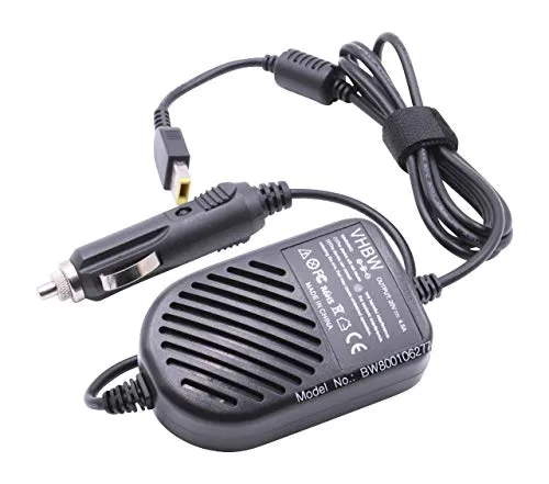 vhbw KFZ-Ladekabel kompatibel mit Lenovo ThinkPad W540, Yoga 11E, X1 Carbon, X240s, X240 Notebook - 12V Ladegerät Schwarz 4,5 A