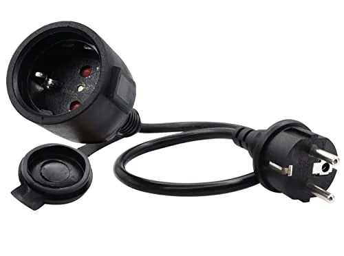 HuaLiSiJi Schutzkontakt Verlängerungskabel 0.5m 16A /230V, Kurze Kabel 2 AC für Steckdose IP44 für Außen-Oder Innenbereich, Zuhause, Büro (0.5m)