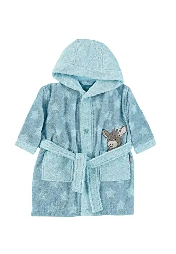 Sterntaler Unisex Baby Bademantel Emmi Bathrobe, Mittelblau, 74-80 - Bademantel für Baby-Jungen aus weichem Baumwollstoff, ideal nach dem Baden. Mit Kapuze und niedlichem Esel-Motiv, maschinenwaschbar und pflegeleicht für höchsten Komfort.