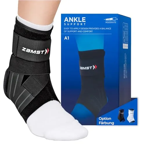 Zamst Knöchelbandage New A1 links - Optimaler Schutz für den Fuß - Bandagen mit gezielter Unterstützung für Muskeln und Gelenke, ideal für aktive Sportler.