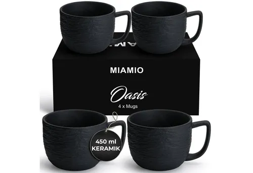 MIAMIO – 450 ml Kaffeetassen 4er Set – Oasis Kollektion - Bechersets mit modernem Design, mikrowellen- und spülmaschinenfest, ideal für Kaffee, Latte und Tee. Perfekt als Geschenk für jeden Anlass.
