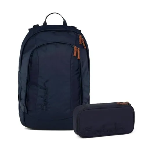 Satch Air Schulrucksack Set 2tlg. inkl. Schlamperbox (Nordic Blue Skandi Edition)