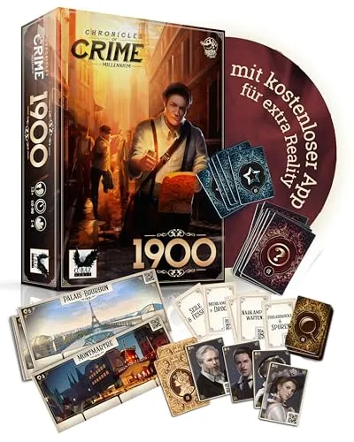 Corax Games Chronicles of Crime - Millennium 1900 Brettspiel I Detektivspiel in der Belle Époque mit App-Ermittlung & fesselnder Story I Krimi-Ermittlungsspiel für 1-4 Spieler ab 12 Jahren