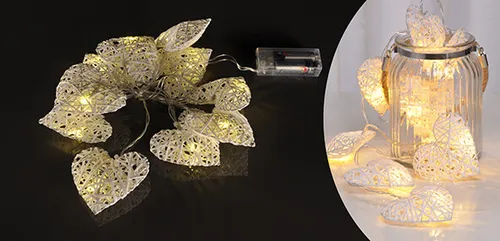 Lichterkette Papierherzen 135cm 10 warmweisse LED Herzlichterkette LED-Herzen