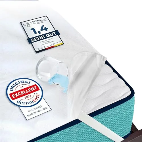 ZenPur Matratzenschoner 180x200 Baumwolle, Atmungsaktiv Wasserdicht Standard 100 by Oeko-TEX, Nässeschutz 180x200, Inkontinenzunterlage Waschbare, wasserdichte Matratzenauflage, Weiß