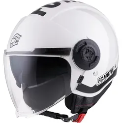 FC-Moto Ralgo Jethelm für Frauen, schwarz-weiß, Größe S - Stylischer Jethelm mit HIRP-Schale für hohe Sicherheit. Ideal für den urbanen Einsatz, ausgestattet mit praktischem Ratschenverschluss. ECE 22.06 zertifiziert.