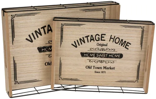 Tablett Serviertablett 2er Set Holz Getränke »Vintage Home« Geschenkidee Deko