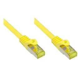 Kabelmeister® RJ45 Patchkabel mit Cat. 7 Rohkabel und Rastnasenschutz (RNS®), S/FTP, PiMF, halogenfrei, gelb, 10m
