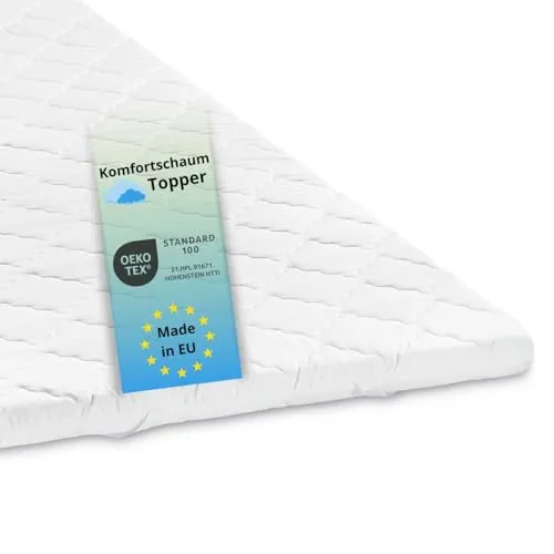 Bodyprotect Topper 160 x 200 cm – Komfortschaum Matratzentopper für besseren Schlaf - Matratzenauflage mit hervorragender Klimaregulierung und waschbarem Bezug bis 60 Grad. Ideal für Boxspringbetten, Wasserbetten und Schlafsofas – für mehr Komfort und Haltbarkeit.