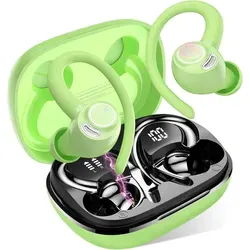 Jesebang Bluetooth 5.3 Sport Kopfhörer mit Ohrbügel – 40H Spielzeit, HD Mikrofon, IP7 Wasserschutz – Grün