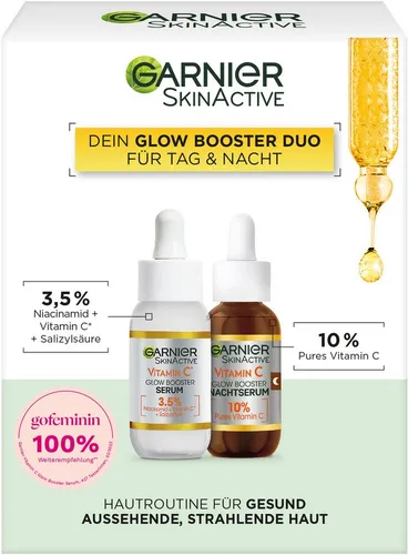GARNIER Gesichtsserum Vitamin C Glow Booster Serum Duo Set, 2-tlg., effektivere Hautregeneration, für mehr Glow