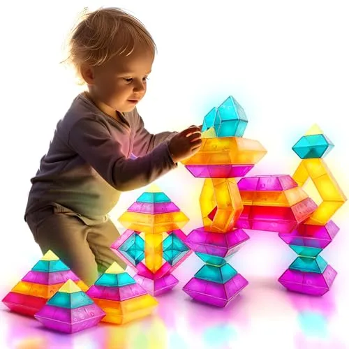 MAKE KIDS SMILE BUBBLE FUN Bausteine für Kleinkinder ab 3 4 5 6 Jahre,30 Stück Pyramide Stapelspielzeug,Farbige Blöcke Bauspielzeugsets STEM Spielzeug für Jungen und Mädchen