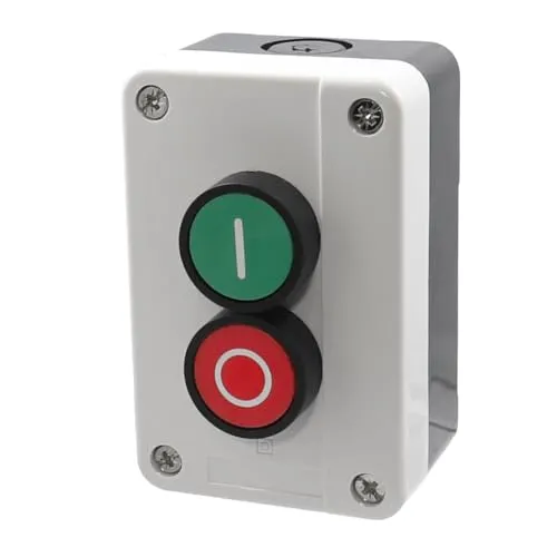 WITTKOWARE IP65 Drucktaster mit Aufputz-Gehäuse, 10(6) A/400V~, 1 Schließer/1 Öffner Schaltkontakt, Tastenfarben grün/rot