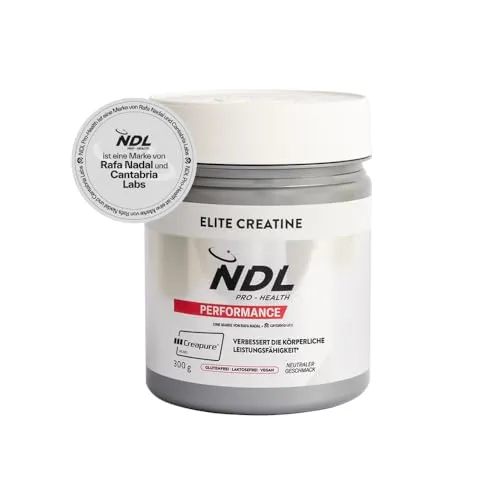 NDL Pro-Health Creapure®-Monohydrat-Pulver, verbessert die körperliche Leistungsfähigkeit bei intensiven Übungen, reines Kreatinpulver ohne Zusatzstoffe, geschmacksneutral, 300 g, 100 Dosen