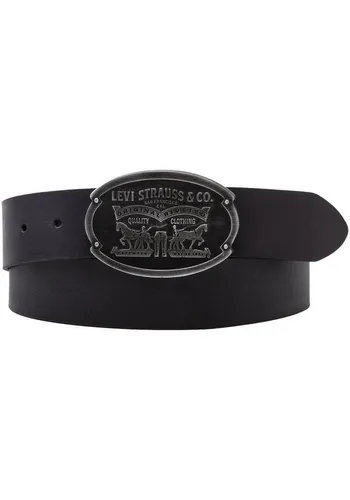 Levi's Men's Billy Plaque Belt, Regular Black, 100 - Herren-Gürtel aus 100 % Rindsleder, 40 mm breit und ideal für einen stilvollen Look im Alltag.
