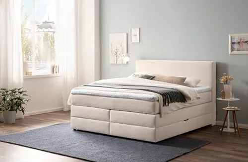 Belanoti Loft Boxspringbett 160x200 mit Bettkasten in beige von Belanoti