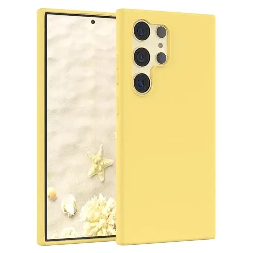 EAZY CASE Premium Silikon Handyhülle kompatibel mit Galaxy S24 Ultra Slimcover mit Kameraschutz und Innenfutter, Silikonhülle, Schutzhülle, Bumper, Handy Case, Hülle, Softcase, Gelb