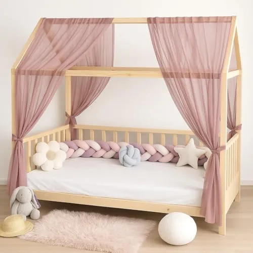 Baby Fancyroom Betthimmel für Hausbett Kinderbett, universell, Premium Tüll, 2-teilig, Hausbetthimmel, Bettvorhang (Altrosa, 300cm)