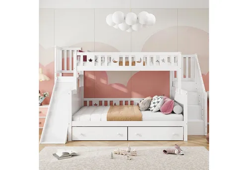 Odikalo Etagenbett Kinderbett 90x200 & 140x200 mit Rutsche