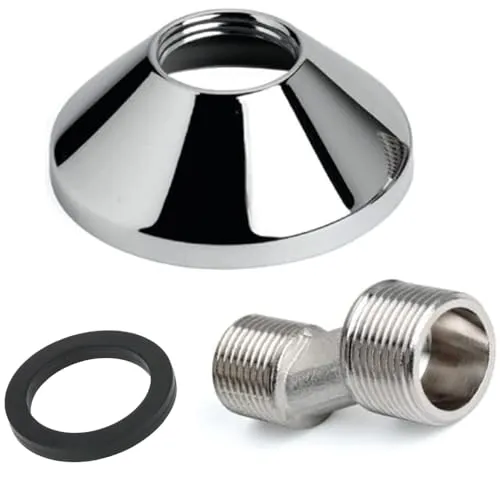 Schläfer 67227-C | S-Anschluss Exzenter 21 mm (R 1/2) x 26,4 mm (R 3/4) mit Messing-Gewinderosette, Chrom Adapter für Wandarmatur, Retrogroup, Waschbecken, Badewanne, Dusche