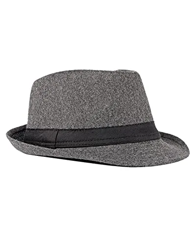 FBBULES Fedora Hut Damen Herrenhüte Breiter Krempe Filzhut Panama Hut Filzhut Winterhut Wintermütze Trilby Hüte Klassische Outdoorhut für Hochzeit Talent Show Performance Grau