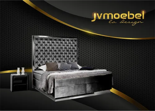 Produktbild Elegantes Boxspring Bett Set 3tlg mit Nachttischen in Grau