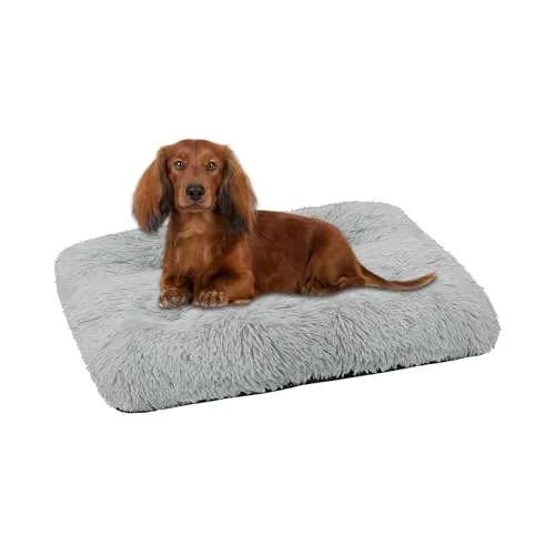 Domarex Hundebett Katzenbett weich flauschig 70x50 cm - orthopädisches Haustierbett für kle-ine Hunde & Katzen - rutschfestes, pflegeleichtes Kuschelkissen aus Polyester mit Silikonfüllung - Grau