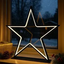 abc Home Weihnachtsdeko Stern | Elektrische Fensterdeko mit LEDs - Weihnachtlicher Zierschmuck, ideal für den Außenbereich (IP55), mit warmweißem, dimmbaren LED-Licht für festliche Stimmung.