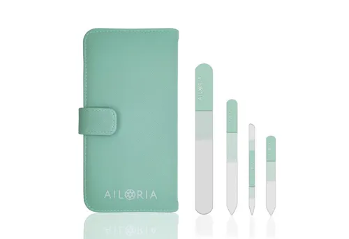 Ailoria Contour Prime Glas-Nagelfeilenset Mint - Make Up - 4-teiliges Set mit runder und flacher Glasfeile, ideal für schonende Nagelpflege ohne Splittern, perfekt für Natur- und Acrylnägel.