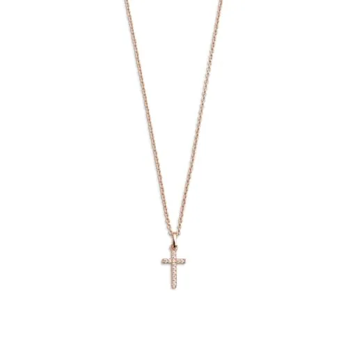 Xenox XS3522RK Kette mit Anhänger Damen Kreuz Zirkonia Silber Rosé