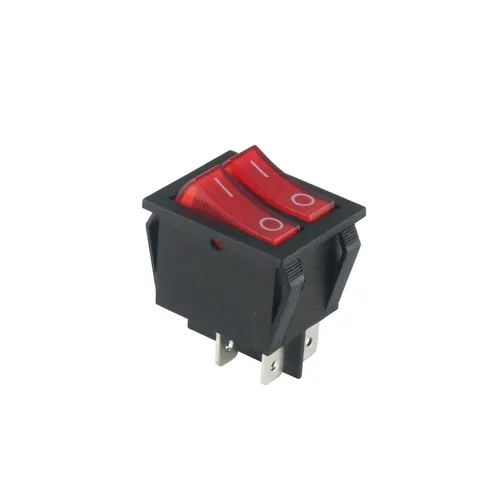 Produktbild Dual-Wippenschalter 30x22mm, 2-polig, EIN/AUS, 15A/250V, rot, Doppelschalter I/0