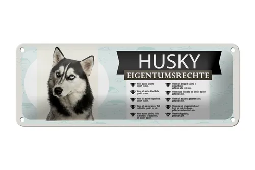 Blechschild Hund 27x10 cm Husky Eigentumsrechte Deko Schild