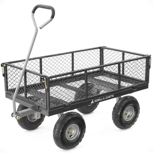 Gorilla Wagen 362,9 kg Kapazität - Handwagen mit robuster Stahlkonstruktion und abnehmbaren Seitenteilen, ideal für den Transport schwerer Materialien im Garten und Outdoor-Bereich.
