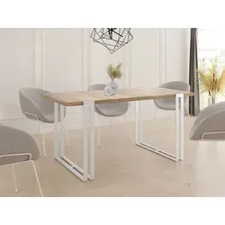 WFL Group Esstisch Sonoma Eiche - Moderne Esstisch aus Holzwerkstoff, ausziehbar für zusätzliche Gäste, ideal für minimalistische Räume. Hergestellt in der EU aus nachhaltigen Materialien.