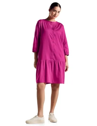 STREET ONE Knielanges Kleid - Freizeitkleid aus reiner Baumwolle, luftig und leicht mit Volants, ideal für sommerliche Anlässe.