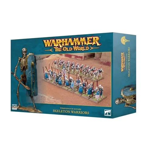 Tomb King of Khemri - Skeleton Warriors/Archers - WFB Miniaturen, mehrteiliger Kunststoff-Bausatz für 36 Skelettkrieger oder -bogenschützen mit austauschbaren Teilen für individuelle Designs.