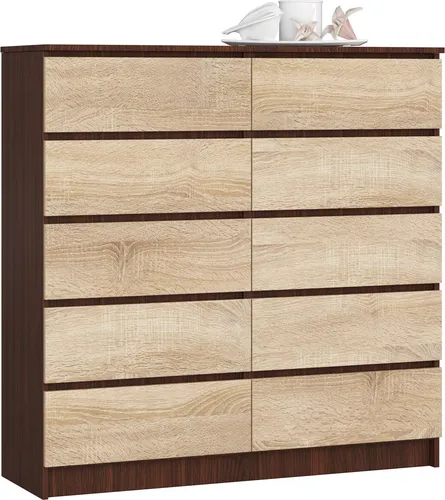 Kommode AKORD K120 Wenge 120 cm 10 Schubladen Front Sonoma-Eiche B120 x H121 x T40 cm