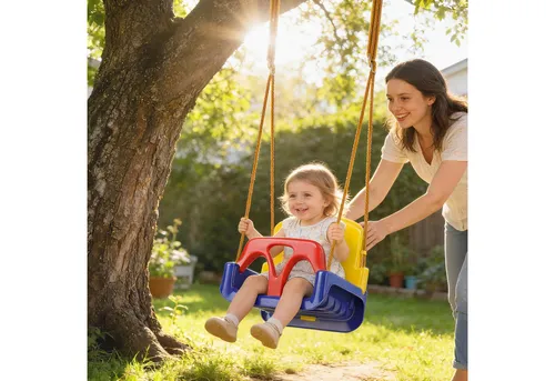 Outsunny Einzelschaukel mit Rückenlehne, Anschnallgurt, (3 in 1 Kinderschaukel, 1-tlg., Babyschaukel), für Kinder von 9-36 Monaten, für Outdoor & Indoor, Dunkelblau blau