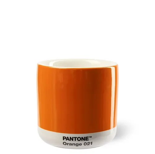 Pantone Thermobecher 220 ml orangefarben - Thermobehälter mit doppelten Isolierwänden für langanhaltende Wärmespeicherung. Hergestellt aus hochwertigem Porzellan, ideal für Kaffee oder Tee. Bringt Farbe und Stil in Ihr Leben!