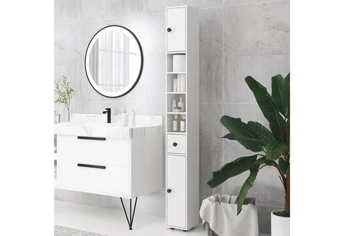 furnicato Badmöbel-Set mit 4 Regalen und Schublade, Weiß