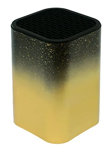 Lashuma Mittel großer Messerblock, Messeraufbewahrung Farbe: Gold, Messerhalter 9x9 cm Höhe: 14 cm