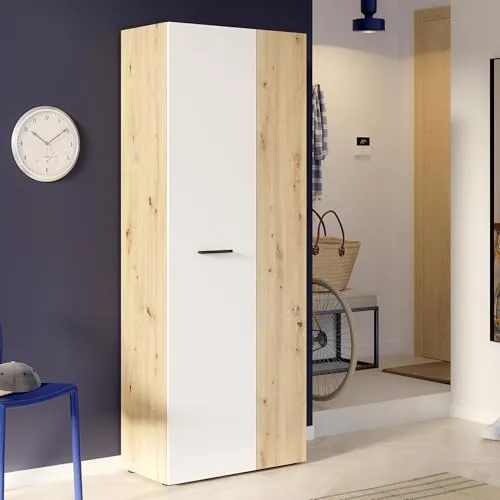 FORTE NET106 Schuhschrank - Schuhschrank mit 2 Türen und Einlegeböden, platzsparendes Design und Soft-Close-Mechanismus für leises Schließen, ideal für Flure und Eingangsbereiche.