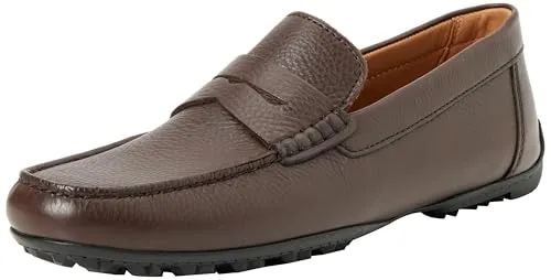 Geox Herren U KOSMOPOLIS + Grip Moccasin, DK Brown, 44 EU - Slipper & Mokassins für Herren, mit atmungsaktivem Leder und rutschfester Gummisohle für optimalen Komfort und Sicherheit.
