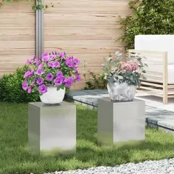 vidaXL Outdoor-Pflanzensäulen 2 Stk. aus Edelstahl - Pflanzenkästen & Spaliere - Robuste Edelstahlpflanzensäulen im eleganten Design, ideal für Garten und Balkon, witterungsbeständig und perfekt für kreative Pflanzenarrangements.