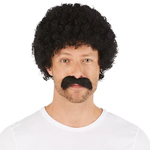 tectake dressforfun Herrenperücke 80er Disco | Coole und kultige Herrenperücke 80er Disco | Inkl. Selbstklebendem Oberlippenbart