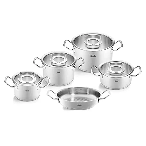 Fissler Original-Profi Collection Edelstahl-Kochtopfset, 5-teilig - Kochtöpfe für alle Herdarten inkl. Induktion, mit praktischen Kaltmetallgriffen und integrierter Mess-Skala für einfaches Dosieren. Ideal für professionelle Kochliebhaber!