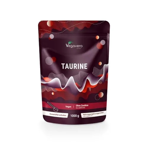 Produktbild 100% Reines Taurin Pulver | 3000 mg | 1kg mit Messlöffel | Vegan & Ohne Zusatzstoffe | Bis zu 3 Jahre Vorrat | Deutsche Produktion von Vegavero