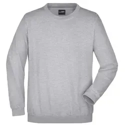 James & Nicholson Rundhals Sweatshirt JN040, grau heather, Größe 5XL - Arbeits- & Schutzkleidung: Hochwertiges Rundhals-Sweatshirt in grau, Größe 5XL, mit angerauter Innenseite für optimalen Komfort und robusten Kappnähten.