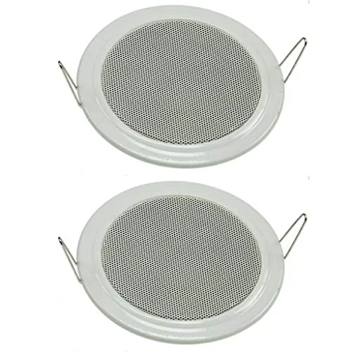 Stück Einbaulautsprecher Decke weiß Ø135mm - 60 Watt - Lautsprecher-Systeme mit flacher Bauweise, ideal für Innenräume. Mit stabilen Metallschutzgittern und einfacher Montage, perfekt für Heimkino, Schlafzimmer und Badezimmer.