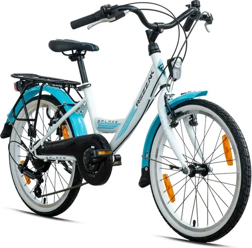Zoll Kinderfahrrad Mädchenfahrrad 7 Gang Shimano 20 Zoll Türkis - 20 Zoll Kinderfahrrad für Mädchen mit 7-Gang Shimano Schaltung, ideal für sichere Fahrten dank Handbremsen und Licht. Perfekt für kleine Abenteurerinnen!